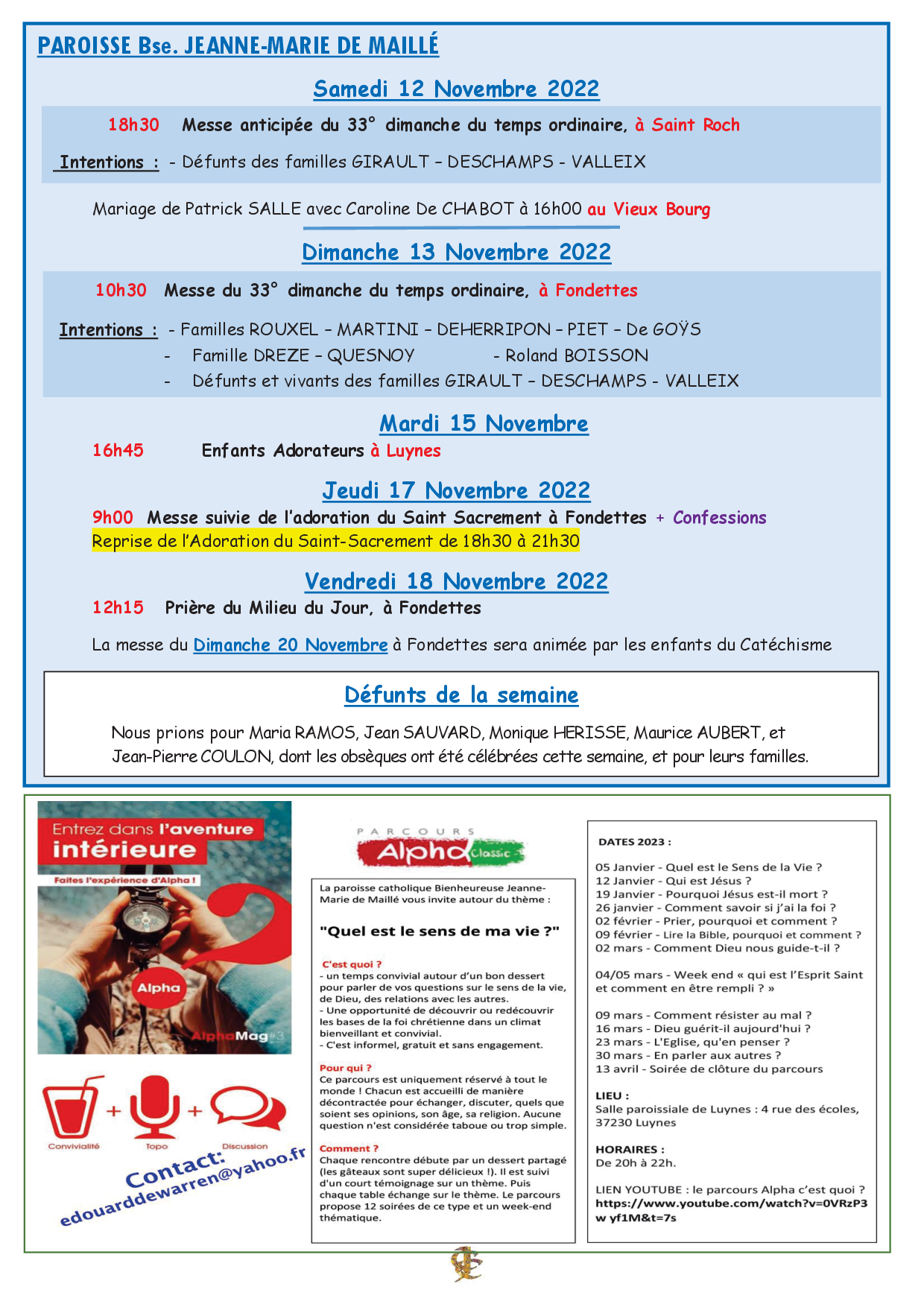 Flash infos - Vendredi 11 novembre 2022